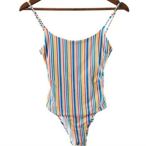 Onia Gabriella Swimsuit Womens Size Small One Peace Rainbow Striped High Cut - Picture 4 of 12